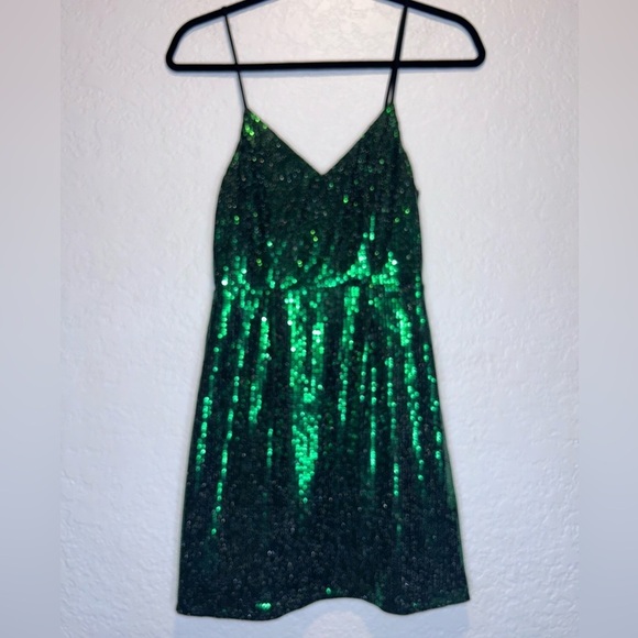 LULUS Glittering Spectacle Shiny Green Bodycon Mini Dress XS NEW - Picture 4 of 7